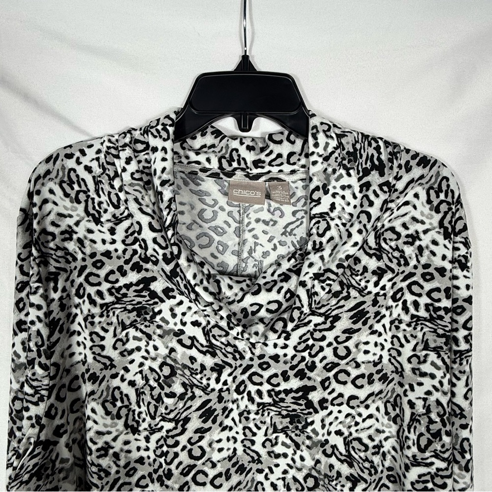 Chico’s Women’s Long Sleeve Cowl Neck Leopard Print Top.  Chico’s Size 3.  NWOT. - Picture 6 of 13